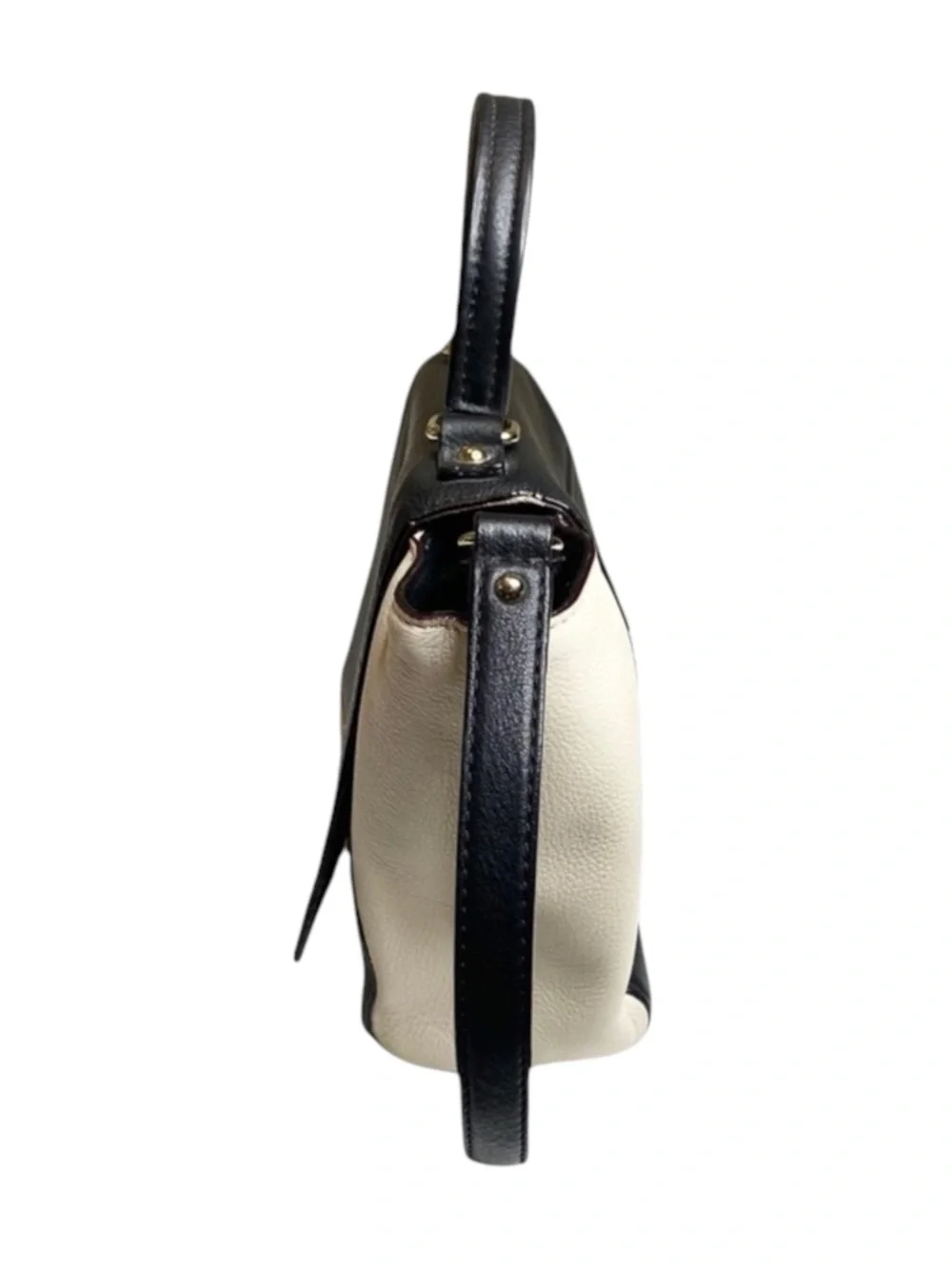 kate spade  Magnolia Park Large Two Tone Leather Satchel Handbag  Black Ivory